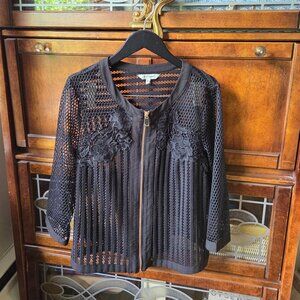 Jus d'orange Paris black cardigan openwork lace